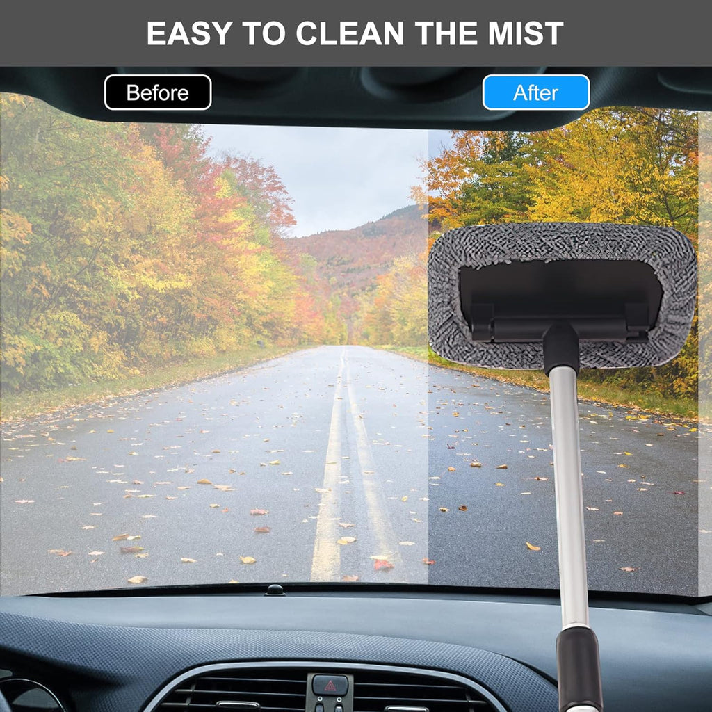 Cepillo Limpieza Coche Cepillo Lavar Coche Telescópico Extraíble, Limpieza Coche Exterior Limpiador Parabrisas Con 180 Manija Giratoria, Kit Limpieza Coche Incluye 4 Limpiar Coche Almohadillas