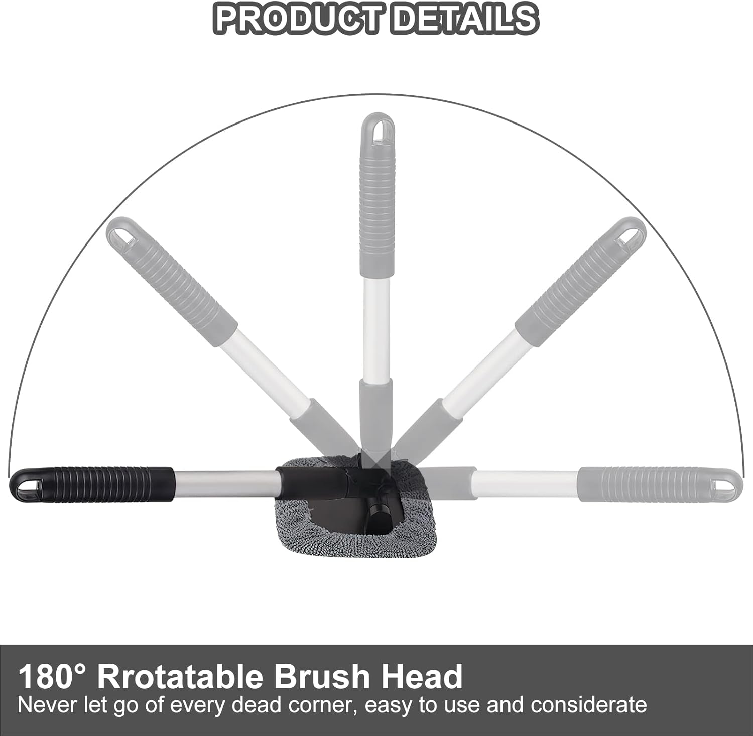 Cepillo Limpieza Coche Cepillo Lavar Coche Telescópico Extraíble, Limpieza Coche Exterior Limpiador Parabrisas Con 180 Manija Giratoria, Kit Limpieza Coche Incluye 4 Limpiar Coche Almohadillas
