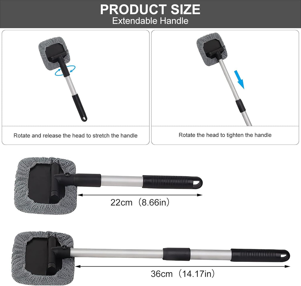 Cepillo Limpieza Coche Cepillo Lavar Coche Telescópico Extraíble, Limpieza Coche Exterior Limpiador Parabrisas Con 180 Manija Giratoria, Kit Limpieza Coche Incluye 4 Limpiar Coche Almohadillas
